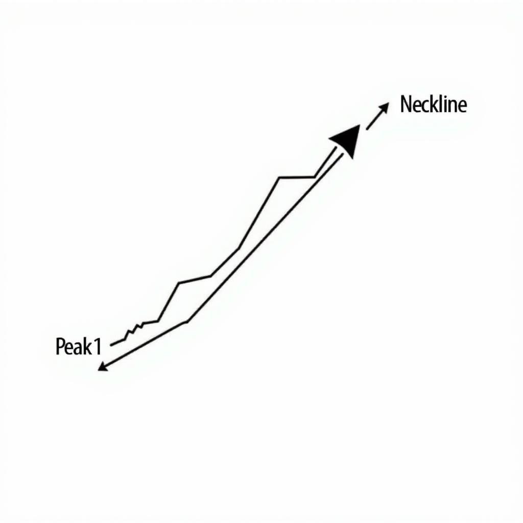 Minh họa cấu tạo mô hình 2 đỉnh trên biểu đồ giá, nhận diện tín hiệu đảo chiều giảm.