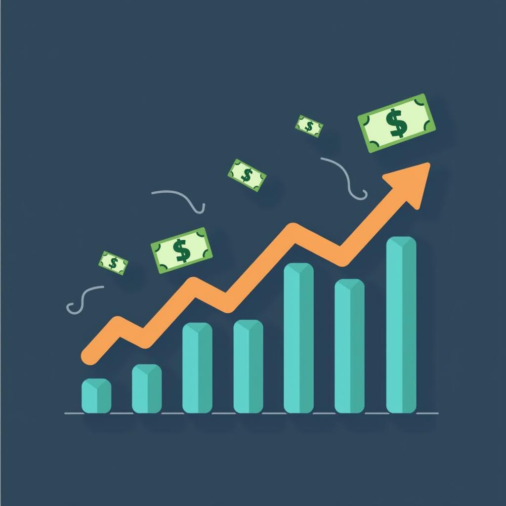 Nhà đầu tư có thể kiếm tiền từ cổ phiếu qua tăng giá (lãi vốn) và cổ tức, minh họa qua đồ thị giá