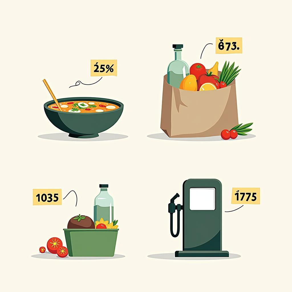 Ví dụ lạm phát đời sống: giá cả sinh hoạt hàng ngày tăng theo thời gian